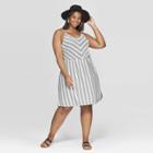 Women's Plus Size Striped Sleeveless V-neck Knit Dress - Universal Thread Black/white