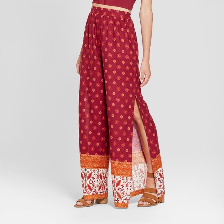 Women's Flare Palazzo Pants With Side Slit - Xhilaration Berry (pink)