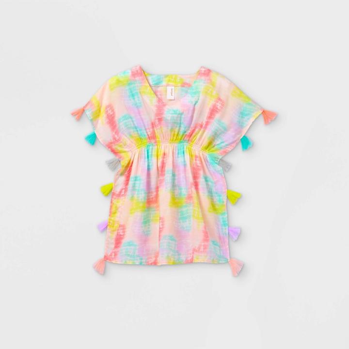 Girls' Woven Tie-dye Caftan Cover Up - Cat & Jack Pink