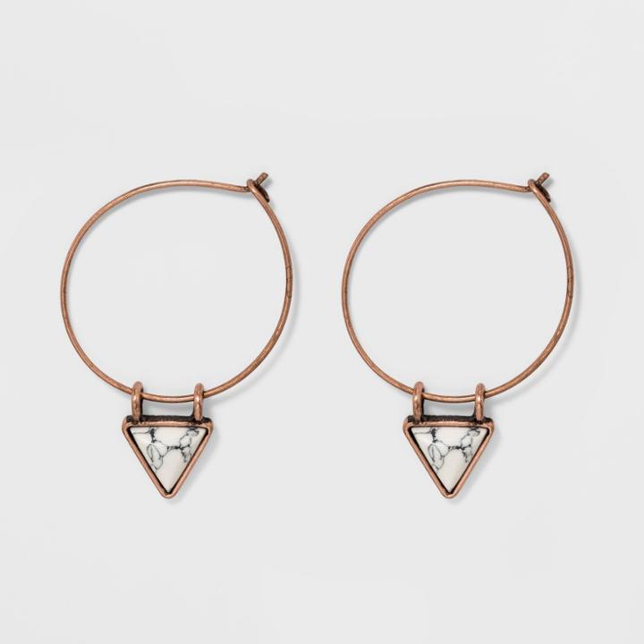 Triangular Stone Charm Hoop Earrings - Universal Thread Gold/white