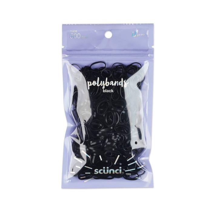 Scunci Polybands In Resealable Pouch - 500pk - Black