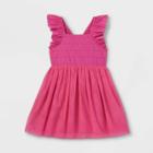 Girls' Eyelet Flutter Sleeve Tulle Dress - Cat & Jack Bright Pink