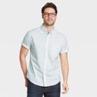 Men's Leaf Print Standard Fit Stretch Poplin Short Sleeve Button-down Shirt - Goodfellow & Co