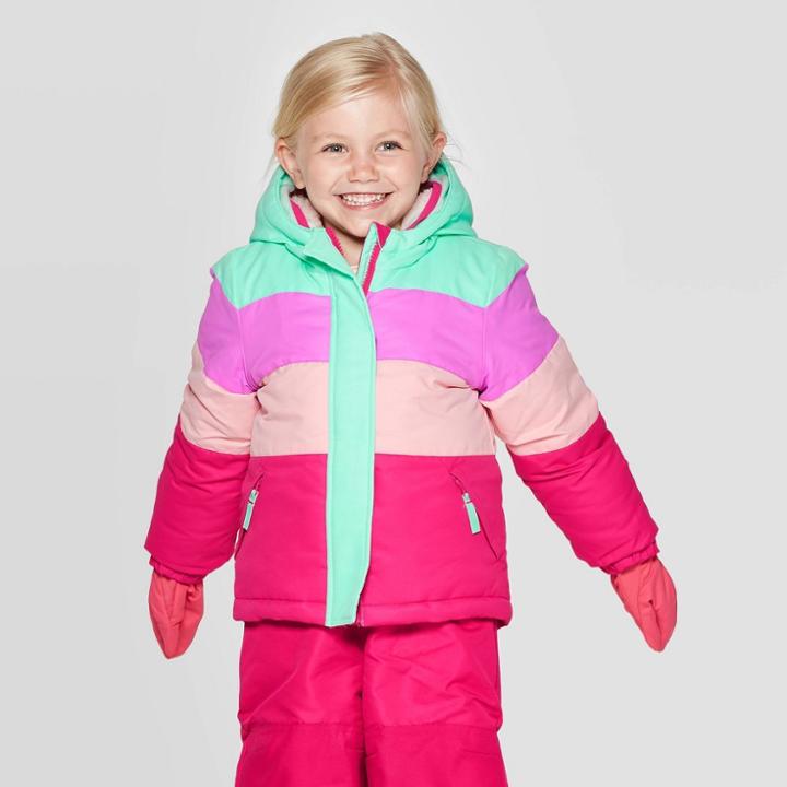 Toddler Girls' Pieced Tech Fashion Jacket With Built In Mittens - Cat & Jack Green