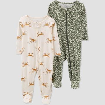 Carter's Just One You Baby Girls' 2pk Fox Sleep N' Play - Sage Green