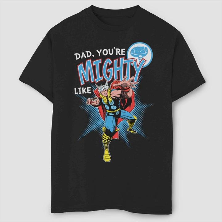 Boys' Marvel Thor Mighty Like Dad Short Sleeve T-shirt - Black
