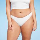 Women's Ribbed Scoop Front High Leg Cheeky Bikini Bottom - Wild Fable White Xxs