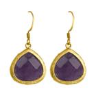 Zirconmania Zirconite Small Agate Pear Shape Drop Earring - Amethyst