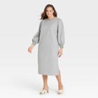 Women's Plus Size Long Sleeve High Slit Knit Dress - Who What Wear Gray