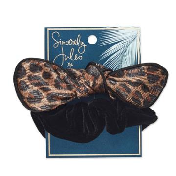 Sincerely Jules By Scunci Cheetah Scunchie With Bow - 2pk, Black Brown