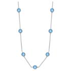 Target Station Necklace In Silver Plate With 7 Blue Bezel Set Crystals From Swarovski - Blue/gray