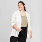 Women's Plus Size Button-down Long Sleeve Shirt - Ava & Viv Cream (ivory) X