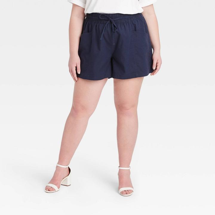Women's Plus Size Pull-on Shorts - Ava & Viv Navy X, Blue
