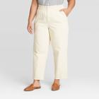 Women's Plus Size High-rise Paperbag E Waist Denim Pants - Universal Thread Cream 18w, Women's, Beige