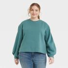 Women's Plus Size Shrunken Sweatshirt - Universal Thread Teal