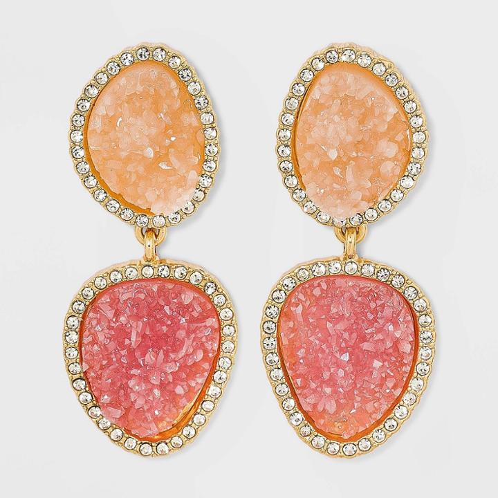 Sugarfix By Baublebar Two-tone Druzy Drop Earrings - Pink