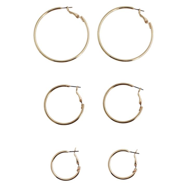 Target 3 Pair Hoop Earrings - Gold/gold, Women's