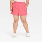 Women's Plus Size High-rise Utility Shorts - A New Day Pink