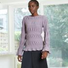 Women's Ruffle Long Sleeve Crinkle Blouse - Prologue Purple