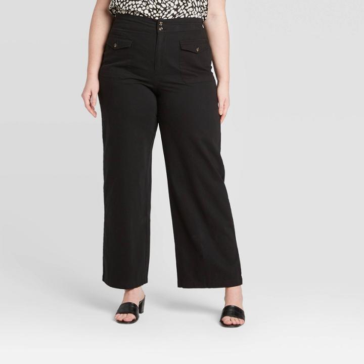 Women's Plus Size Mid-rise Cargo Trouser - Who What Wear Black