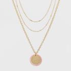 Coin And Disc Short Necklace - A New Day Pink/gold