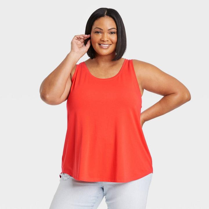Women's Plus Size Jersey Tank Top - Ava & Viv Orange