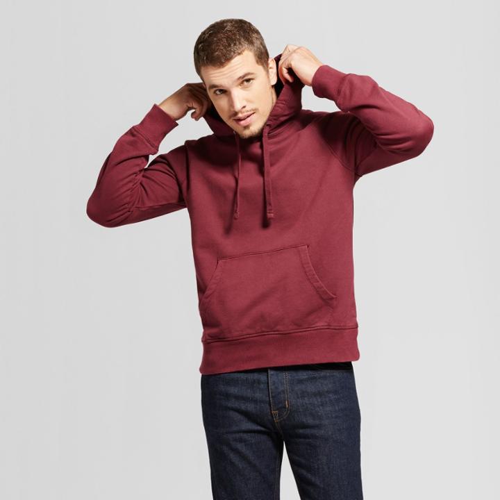 Men's Standard Fit Long Sleeve Hooded Sweatshirt - Goodfellow & Co Burgundy