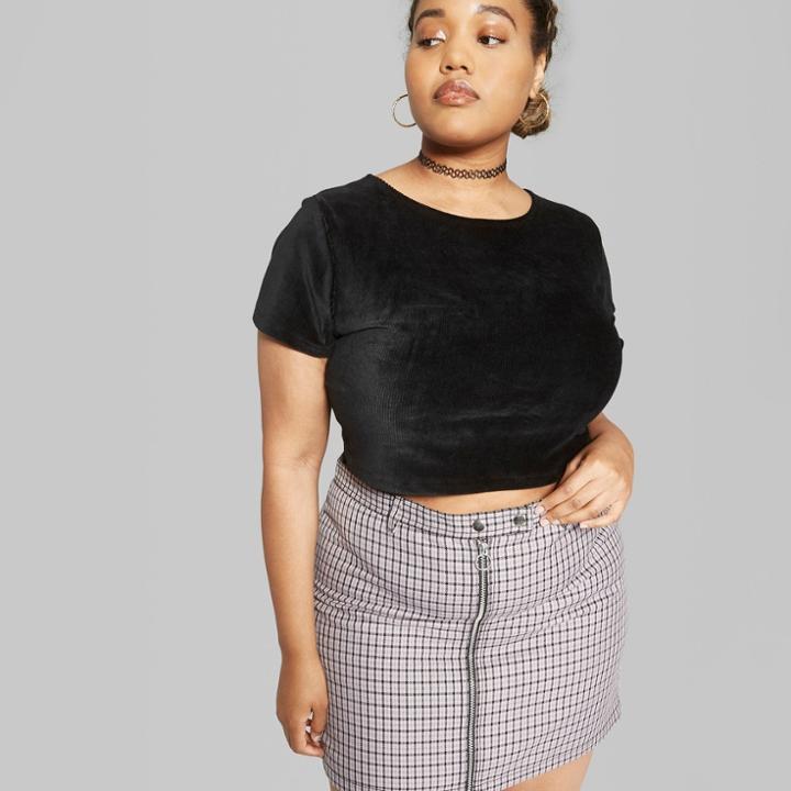 Women's Plus Size Plaid Mini Skirt With Zippers - Wild Fable Violet