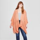 Women's Woven Plus Size Kimono Jacket Ruana - Universal Thread Orange