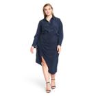 Women's Plus Size Wrap Shirtdress - Cushnie For Target Navy Blue