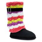 Women's Muk Luks Fiona Striped Sweater Knit Slipper Boots - L(9-10), Size: L (9-10),