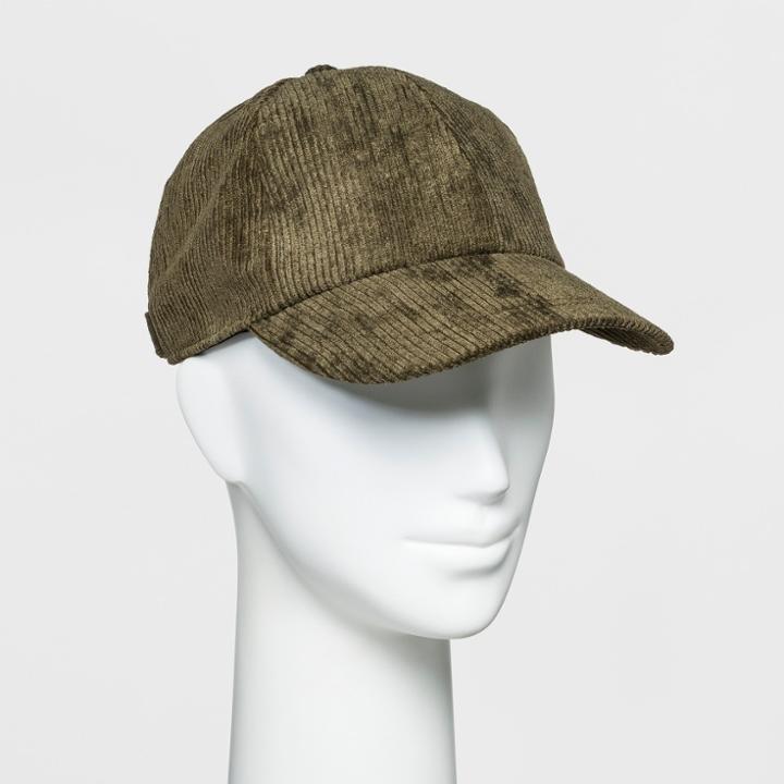 Women's Corduroy Baseball Hat - Universal Thread Olive, Olive Heather