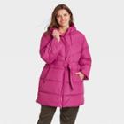 Women's Puffer Jacket - A New Day Raspberry Verbena X