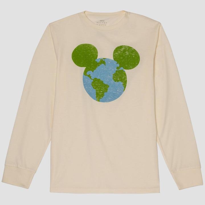 Men's Disney Mickey Mouse Long Sleeve Graphic T-shirt - Cream S, Men's, Size: