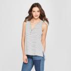 Women's Striped Henley Tank - Universal Thread Navy L,
