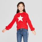 Girls' Chenille Star Pullover Sweater - Cat & Jack Red