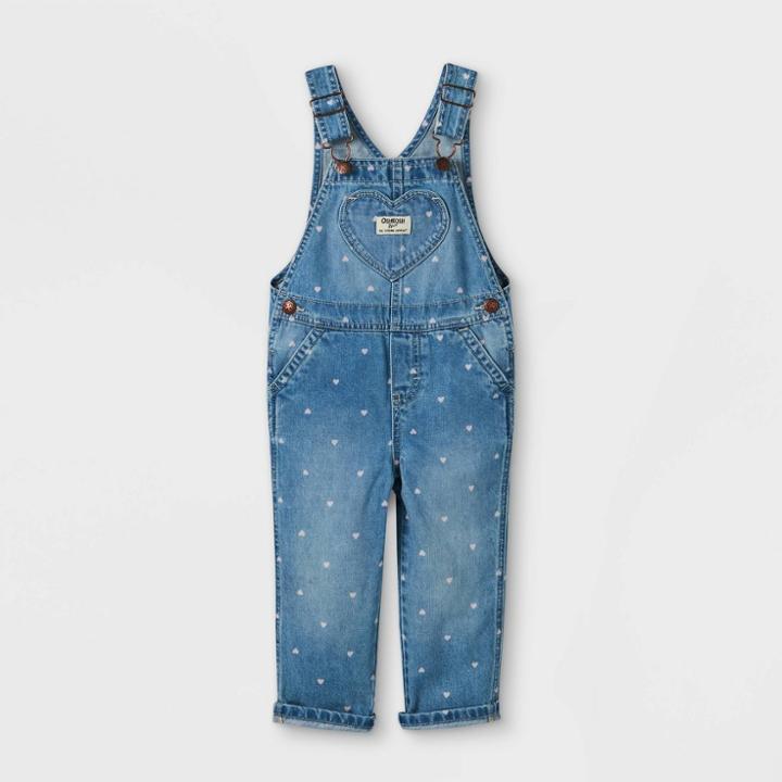 Oshkosh B'gosh Toddler Girls' Heart Print Overalls - Blue