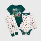 Baby Disney Mickey Mouse 3pc Holiday Coordinate Set- Newborn - Disney Store, One Color