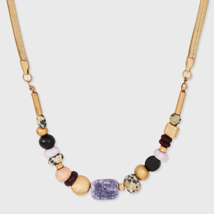 Semi-precious Lepidolite Dalmatian Jasper Beaded Necklace - Universal Thread