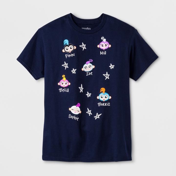 Girls' Fingerlings Graphic Short Sleeve T-shirt - Navy (blue)
