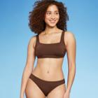 Women's Simple Square Neck Over The Shoulder Bikini Top - Kona Sol Mulberry Brown