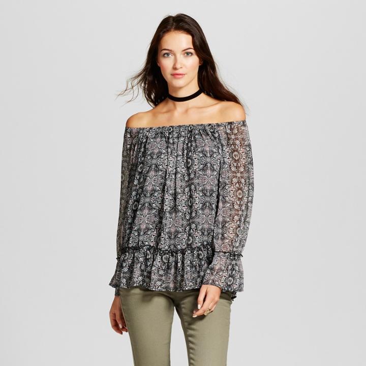 Women's Lurex Stripe Printed Off The Shoulder Top - Knox Rose