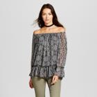 Women's Lurex Stripe Printed Off The Shoulder Top - Knox Rose