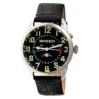 Men's Breed Alton Crocodile-embossed Leather Strap Watch With Moon Phase-silver/black,