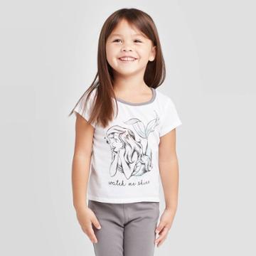 Toddler Girls' Disney Princess Ariel Watch Me Shine T-shirt - White