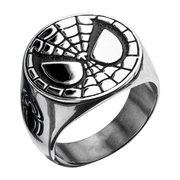 Men's Marvel Spider-man Stainless Steel Engraved Face Ring, Size: