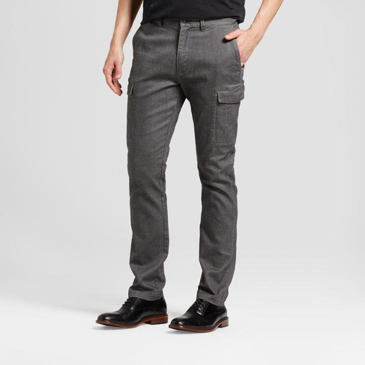 Men's Slim Herringbone Cargo Pants - Goodfellow & Co Gray