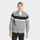 Men's Striped Regular Fit Collared Cardigan - Goodfellow & Co Heather Gray