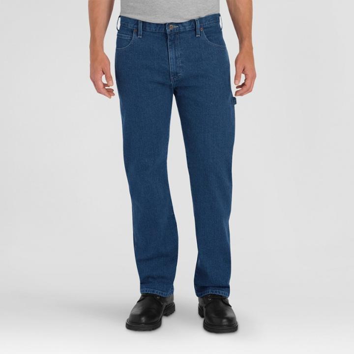 Dickies Men's Relaxed Fit Straight Leg Flex Carpenter Jean Tinted Indigo 34x32, Medium Tint Denim