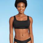 Women's Simple Square Neck Over The Shoulder Bikini Top - Kona Sol Black D/dd Cup